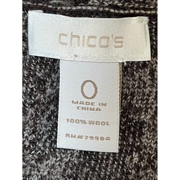 Chicos Sweater Women S Black Open Twee Wool Animal Print Neutral Jacket Stretch - Picture 2 of 11